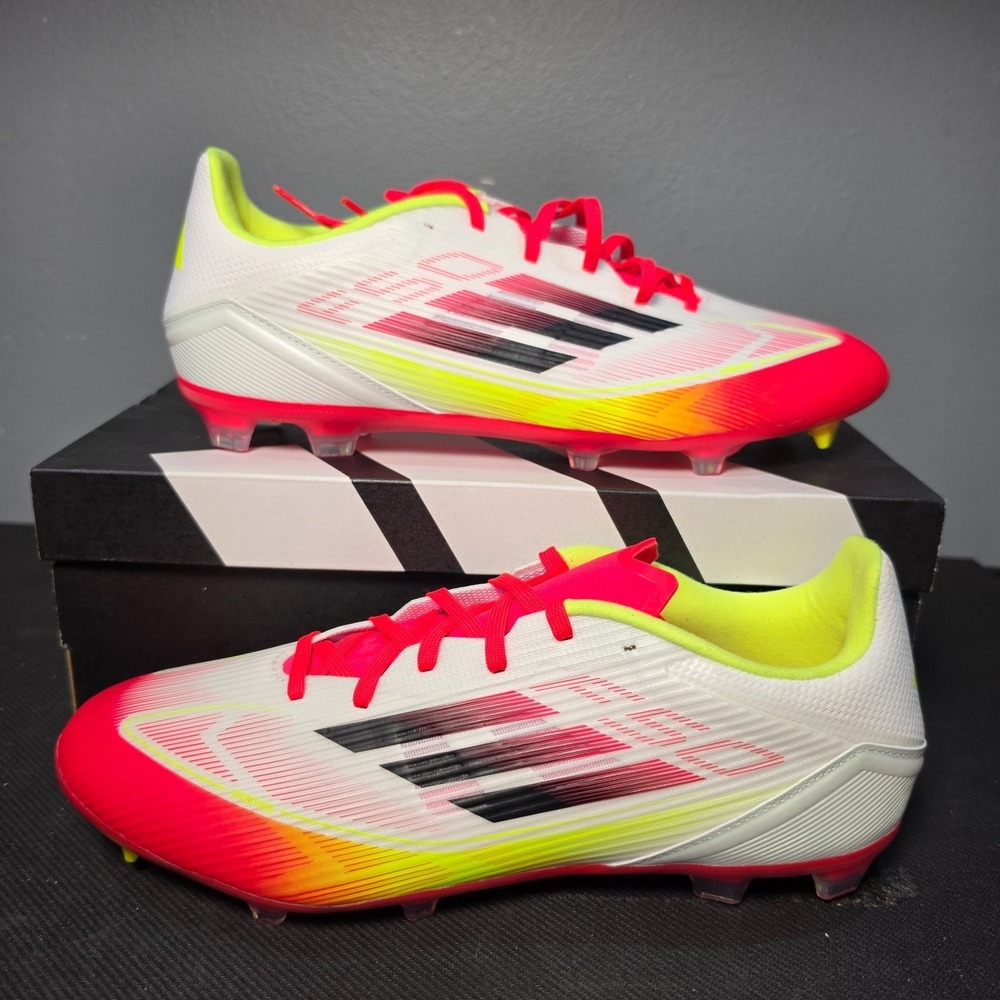 New Men 11 Adidas F50 League FG MG AIE1289 White Solar Red Solar Yellow Soccer